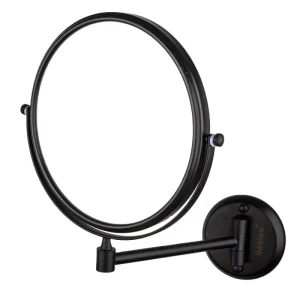 Beelee Matt Black Salon Double Side Magnifying Makeup Mirror X3 Round Silver Wall Mounted One Arm Shaving Make up Mirror