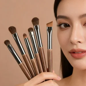 Beginner Friendly Entry Level Fan Flat Makeup Brush Easy Handling Wood Handle Pony Hair Reliable Blending Eyeshadow Brush Set