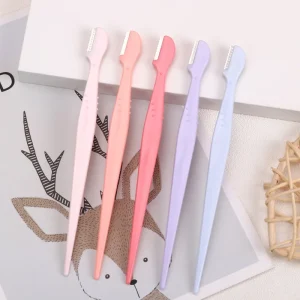 Beginner Safe Anti Scratch Eyebrow Trimmer Razor with Straight Handle and Round Head Beauty Tool for Eyebrow Shaping