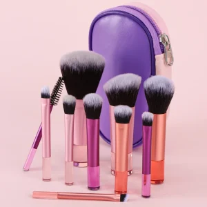 Beginner’s Cross Border 10pcs Mini Makeup Brush Set Crystal Handle Portable Foundation Eye Shadow Brushes Includes Brush Bag