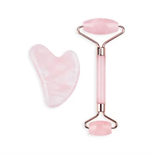 Best Selling Portable Rose Quartz Facial Jade Roller and Gua Sha for Face Body Neck Massage Complete with Box