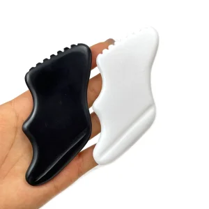 Bian Stone Gua Sha Scraping Massage Tool Bian Stone Therapy Traditional White Jade Guasha Board for Face Sculpting