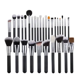 Big Complete 30pcs Black Brushes Set for Cosmetic Tools Luxury Quality Powder Blush Contour Eyebrow Liner Brushes Set