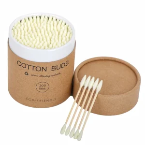 Biodegradable Bamboo Cotton Ear Buds & Swabs Eco Friendly Recyclable 10cm Length Cosmetic Makeup