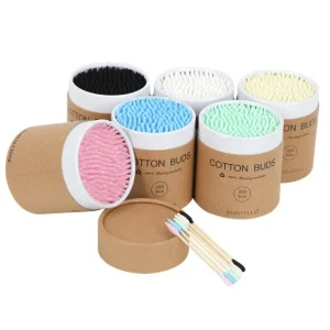 Biodegradable Bamboo Ear Cotton Buds Bamboo Disposable Colorful Natural Wooden Cotton Swabs Makeup Removal Tools