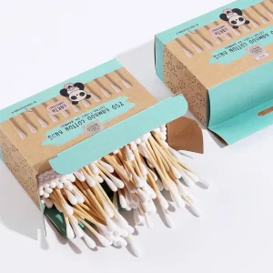 Biodegradable Eco Friendly Q tips Bamboo Double Sided Cotton Bud Swabs Drawer Box