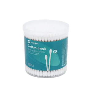 Biodegradable Organic Eco Friendly Pointed Round Tip Cotton Swab 200pcs Bamboo Stick Cotton Bud with pp Box