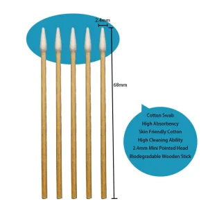 Biodegradable Wooden Stick 2.4mm Mini Pointed Cotton Bud Cosmetic Cotton Swab Makeup Removing Qtips