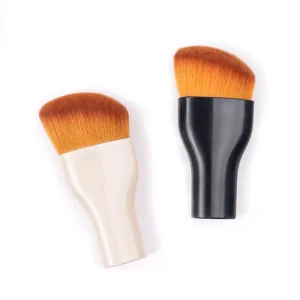 Black Beige Handle Wave Curved Single Makeup Brush Kabuki Body Brush Foundation Brush Face Concealer Blusher Application