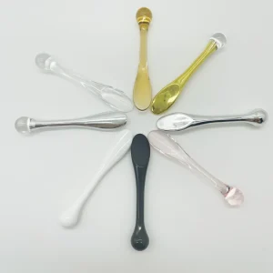 Black Clear White Cosmetic Spatula Plastic Skincare Cream Spoon Facial Massage Stick