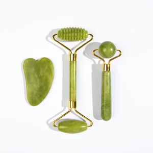 Black Jade Roller Guasha Face Massager Anti Wrinkle Facial SPA Beauty Tool