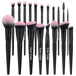 Black Pink Luxury 18 Piece Professional Makeup Brush Set for Face Application with Concealer Private Label