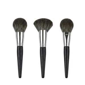 Black Series Single Powder Brush, Wooden Handle, Fiber Hair, for Face Makeup