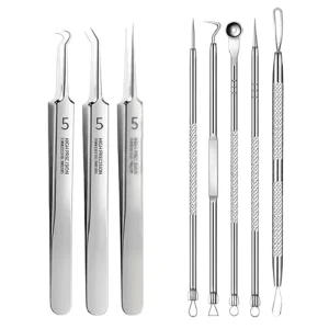 Blackhead Remover Acne Tool Needles Stainless Steel Black Spot Blemish Pimple Removal Tweezers Skin Care Kit