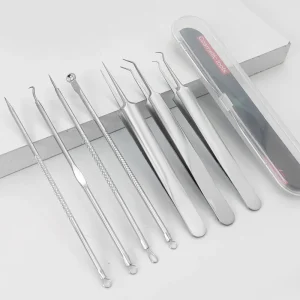 Blackhead Remover Tweezers Kit Ultra fine Tweezers Black Dots Blemish Extractor Acne Needle Facial Cleaner Skin Extractor Tool