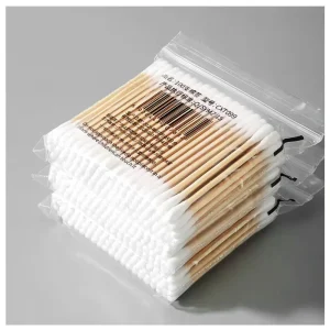 Bulk Double Ended Cotton Buds Strong Wooden Stick 100pcs Bag Makeup Removal Baby Home Precision Cleaning Use