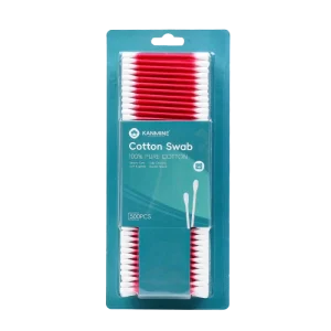 Bulk Price Custom Biodegradable Cotton Swab 500pcs Red Paper Stick Cotton Bud with Blister Card Packed