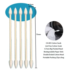 CA 003 Biodegradable Paper Stick 4.7mm Double Pointed Cotton Bud Lint Free Cleanroom ESD Cotton Swab