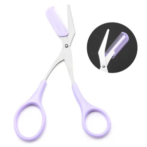 Candy Colored Macro Anti Scratch Makeup Scissors Beauty Tool Sharp Curved Straight Steel Blade Plastic Handle Combs