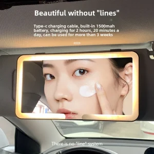 Car Mounted Makeup Mirror with LED Light Sun Visor Fill Light Interior Accessories Desktop Mirror