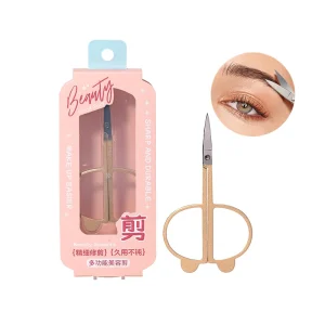 Cartoon Cute Multi Functional Golden Makeup Scissors with Pointed Tips JJF14 Small Eyebrow Shaping Razor Beauty Eyebrow Tweezers