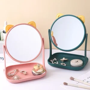Cat Colorful Plastic Makeup Mirror Retro Rotatable Desktop Mirror Single Side Cosmetic Mirror for Espejo De Maquillaje