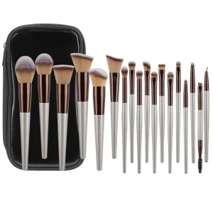 Champagne Color Synthetic Hair Makeup Brushes Luxury Private Label Makeup Brush Set