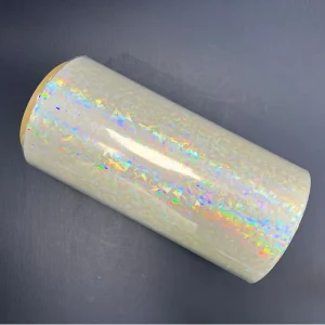 China Suppliers Laminating Packaging Cracked Cloth Textured Holographic Lamination Film for Wet Laminate Film Without Glue