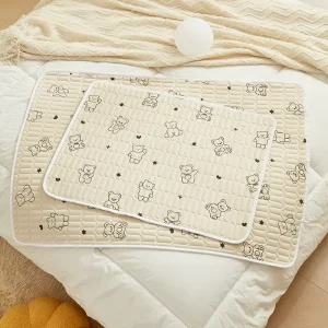 Class Woven Cotton Five Layer Absorbent Urine Pad Anti Dust Mite Cartoon Pattern Non Slip Waterproof Nursing Pad Baby Stroller