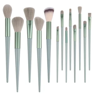 Classical 13 Piece Makeup Brush Set Soft Synthetic Hair Plastic Handle Flat Brush Fan Brush Eyeliner Face Concealer Travel Size