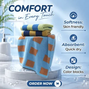 Colorful Checkered Cotton Towels Patterned Towels Home Use Soft Absorbent Suitable for Wiping Faces Bathroom Towel