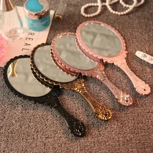 Colorful Exquisite Retro French Makeup Mirror Handheld Mirror With Long Handle