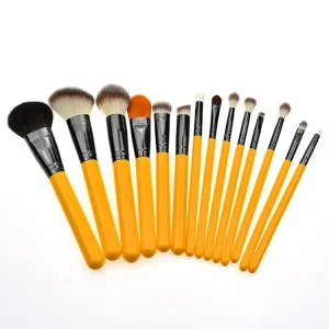 Complete Makeup Brush Set of 15 Yellow Facial Eyeshadow Makeup Brush Set