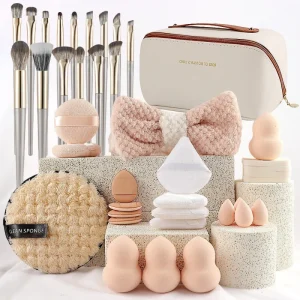 Complete Makeup Kit 34 36 37 Piece Beauty Tool Kit Wooden Handle Makeup Brush for Face Washing and Makeup Tools Set