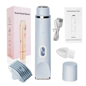 Cordless Waterproof Bikini Trimmer Shaver Kit for Women 2 in 1 Wet Dry Electric Body Facial Hair Removal Bikini Shaver Razor