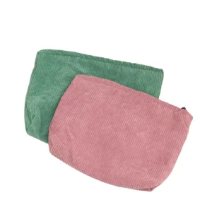 Corduroy Cosmetic Bag Set Large Capacity Portable Zipper Top Custom Logo Graphic Design Stylish Pink Multi functional Makeup
