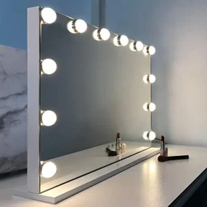 Cosmetic Desktop Mirror with LED Lights for Women Single Sided