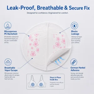 Cotton Disposable Pads for Breastfeeding Ultra Thin Breathable Three Dimensional Leakproof Super Absorbent Nursing