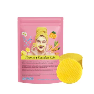 Cotton Kojic Acid & Turmeric Facial Cleansing Pads 40 Pads Natural Skin Brightening Nourishing Firming for Women