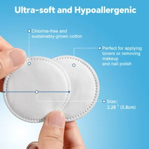 Cotton Rounds 3 Layer Makeup Remover Pads Eco Friendly Lint Free Soft Absorbent for Facial & Nail Polish Removal