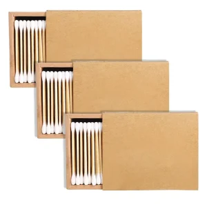 Cotton Swab Bamboo Cotton 200pcs Bamboo Stick Cotton Buds with Paper Box Makeup Remover Swab