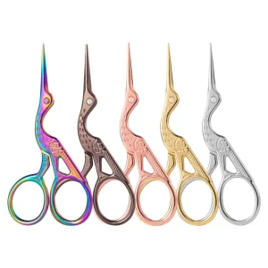 Crane Shaped Retro Embroidery Manicure Scissors Gold Plated Stainless Steel Thread Cross Stitch Scissors for Beauty Makeup Nose