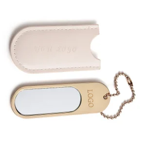 Creative Metal Mirror Light Luxury Portable Makeup Mirror with PU Leather Cover Support Custom LOGO