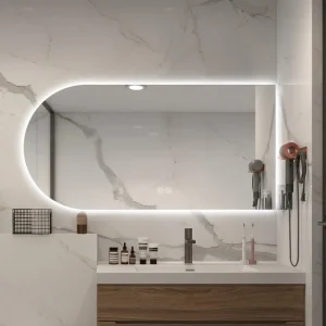 Creative Special Shaped Intelligent Modern Minimalist Bathroom Mirror HD Touch Screen LED Illuminated Wall Defogging Makeup