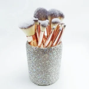 Cross Border 18pcs Customizable Beauty Tools Set Diamond encrusted Synthetic Hair Makeup Brushes Bucket Hair Band