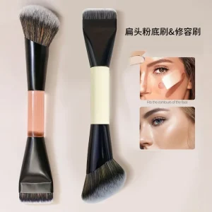 Cross Border Single Double Headed Makeup Brushes Flat Foundation Contour Blush Loose Powder Professional Beauty Cosmetics Tool