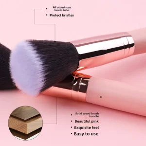Cross border Foundation Brush Makeup Artists Favorite Wooden Handle Fiber Bristles Facial Makeup Blending Seamless Brush