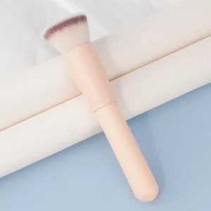 Cross border Single Flat Head Wood Makeup Brush Pink Soft Wool Dot Color Powder Brush Portable Beauty Tools Factory