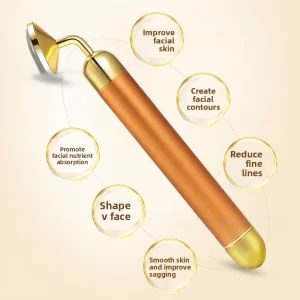 Cross border Supply Powder Crystal Jade Roller Massager Facial Vibration Type Massage Stick with Custom Logo