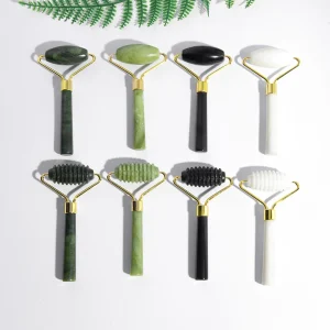 Crystal High Quality Healing Stones Hand Carved Green Jade Roller Face Massager for Woman